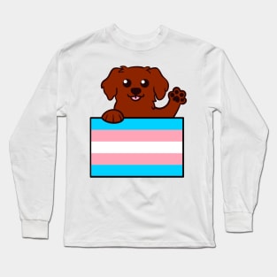 Love is Love Puppy - Red Trans Pride Flag Long Sleeve T-Shirt